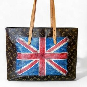 Louis Vuitton Brown and Blue Tote Bag